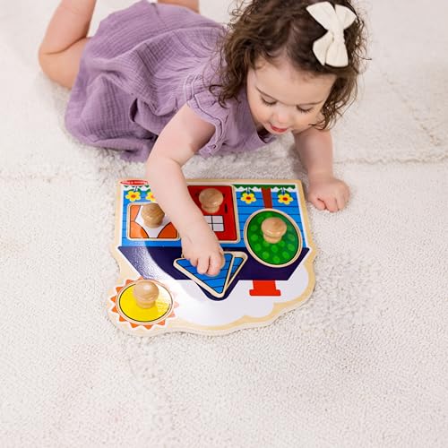 Melissa & Doug Wooden Jumbo Knob Puzzle 2-Pack for Baby and Toddler Boys and Girls – Large Farm, First Shapes - image 3