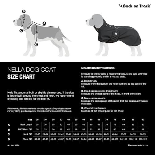 Back on Track Nella 3227 Hundemantel für Hunde mit niedrigem Schwanz, mit Welltex-Technologie, Schwarz, 60 cm, M3