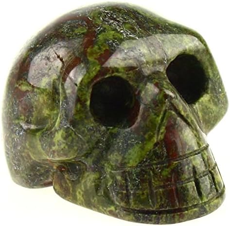 More Choice Carved Smart Skull 1.5 Inches Room & Garden Car Decoration Figurine (Dragon Blood Jasper) image 5