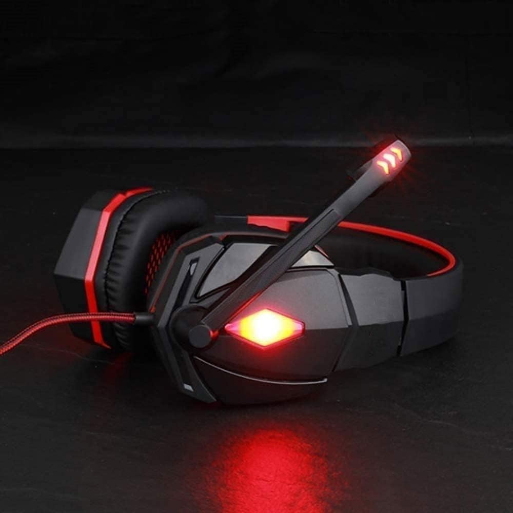 Auriculares for Juegos, Auriculares con Sonido Envolvente 7.1, Auriculares for Juegos USB/Auriculares con Cable/Adecuados for PC, portátiles y móviles(Red)