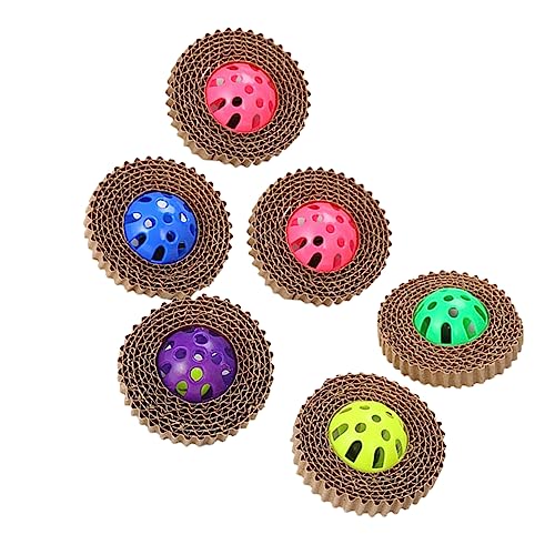 GRIRIW インタラクティブな猫のおもちゃ きしむベル 6個パック 段ボール製 猫のおもちゃ ペットの楽しみ ランダムカラー
