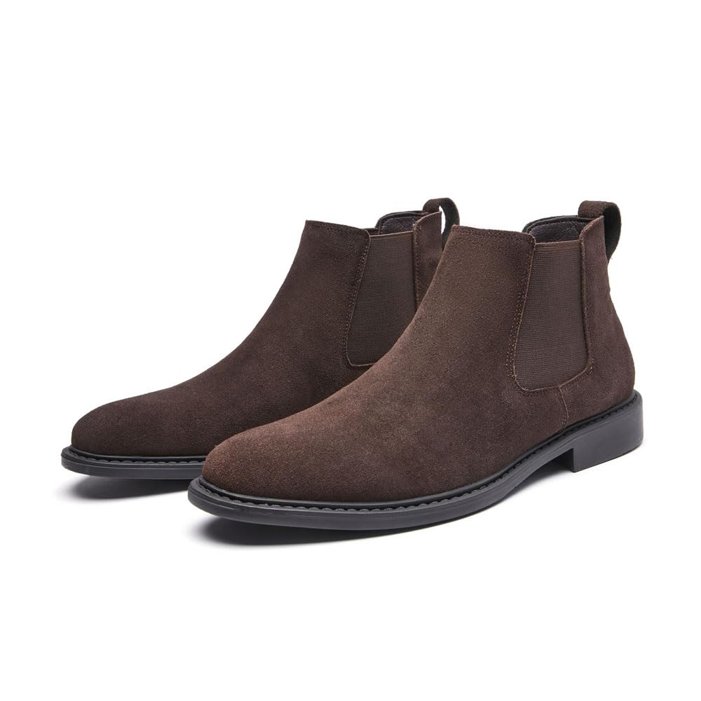 MANLADUO Botas Chelsea de piel auténtica para hombre, estilo británico, botas de vestir clásicas de gamuza para hombre