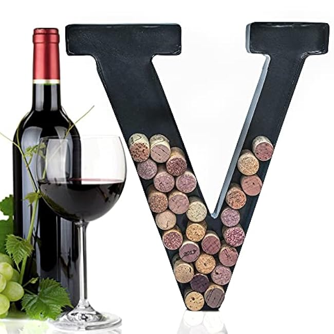 Made Easy Kit Metal Letter Wine Cork Keepsake Saver & Holder Monogram w/Free Wall Mount Kit A-Z (Letter L)