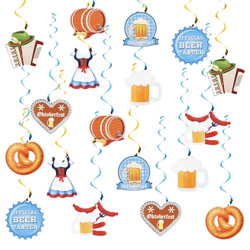36 Stück Oktoberfest Hängende Strudel, Oktoberfest Deko Set Oktoberfest Deckenhänger Wirbel Spiral Girlande für Bayrisch Deko Oktoberfest Party