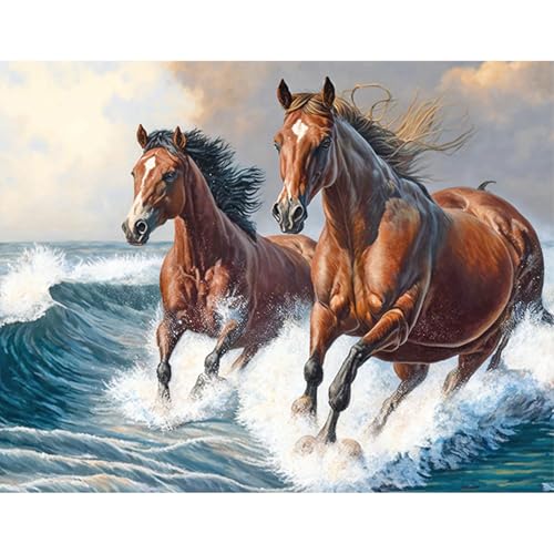 Pintura de diamante de caballos 50x40 cm para aliviar el estrés con manualidades de adultos