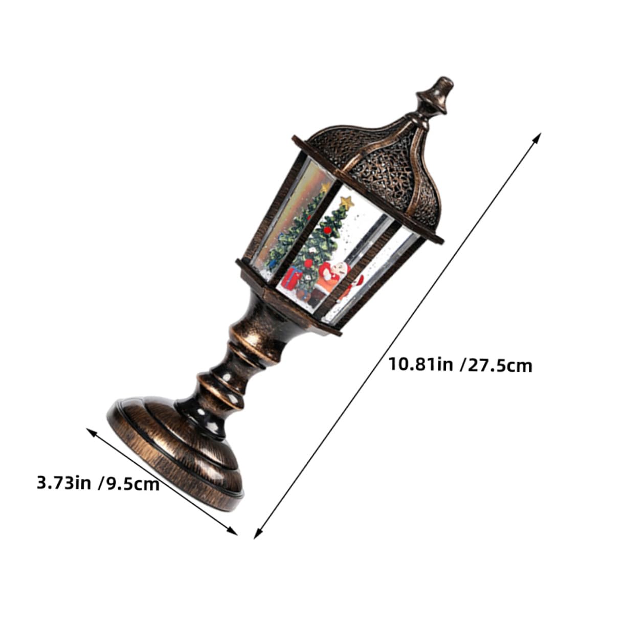 2pezzi Lanterna di Natale Illuminata in Resina Musica Luce Decorativa da Tavolo per Feste Natalizie Opzione Alimentazione USB o Batteria Ornamento da Tavolo Luminoso per Casa