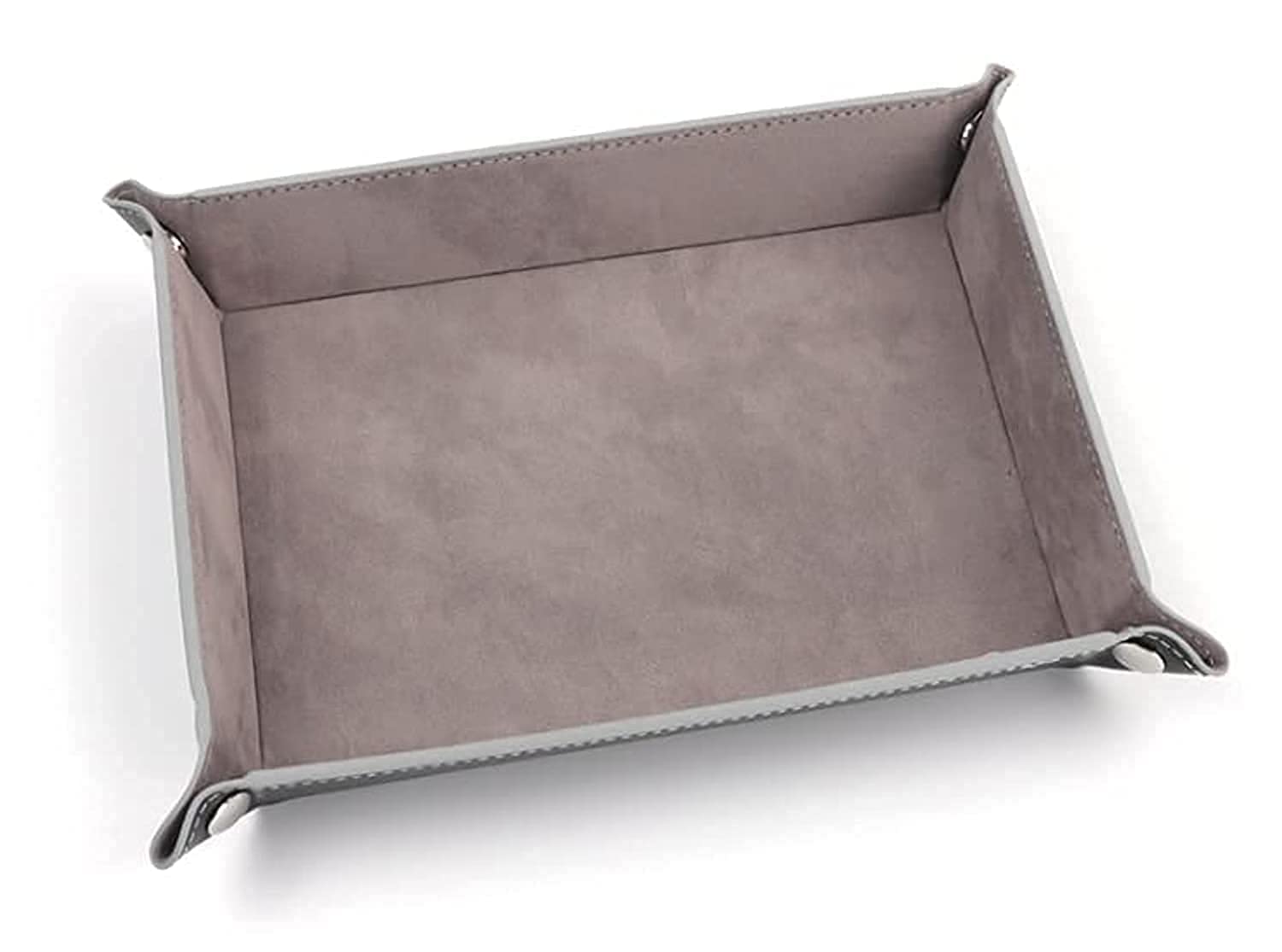 BeauentyBeauenty Valet Tray Organizer, Entryway Leather Holder, Stackable Desk Catchall for Jewelry, Necklace, Key, Perfume, Watch and Coins (Gray)