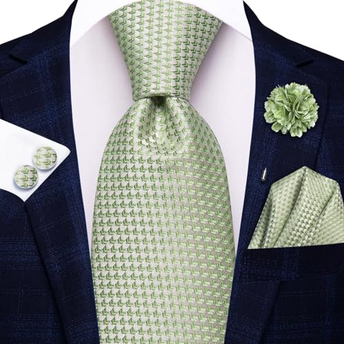 Image of Hi-Tie Mens Paisley Floral Striped Ties Set Silk Necktie and Lapel Pin for Men Pocket Square Cufflinks Set Business Wedding
