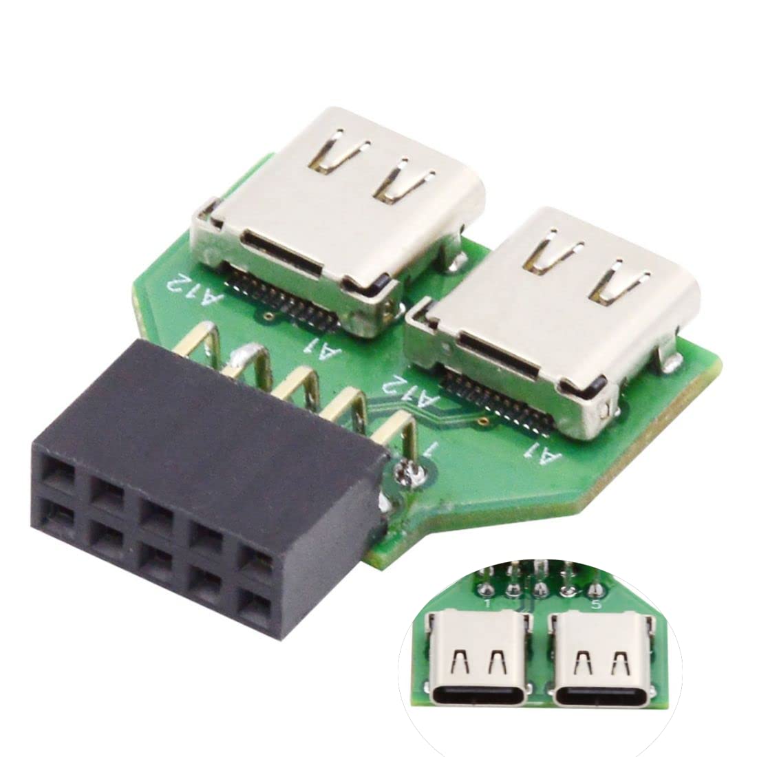 chenyang 3 Pack Scheda madre 9Pin/10Pin Pannello frontale Connettore 1 a 2 USB 2.0 Tipo A Femmina Adattatore convertitore tipo piatto
