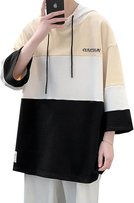 Amazon Co Jp パーカー メンズ 七分袖 半袖 綿 春 薄手 Tシャツ フード付き かっこいい スポーツ ゆったり カジュアル プルオーバー カジュアル ゆったり フーディー トレーナー 長袖 柔らかい おしゃれ 大きいサイズ 超街人気 春 夏秋 ファッション