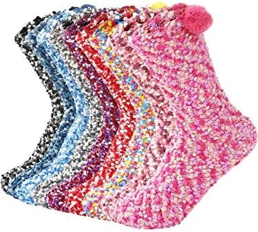 Fuzzy Warm Slipper Socks Women Super Soft Microfiber Cozy Sleeping Socks 6 or 5 Pairs 9 Pairs Colorful