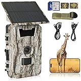 HOSSOM Wildkamera WLAN mit Handyübertragung App, 4K 60MP Wildkamera Solar, Wildtierkamera mit Nachtsicht Bewegungsmelder, 32G SD Karte, Bewegungssensor, Nachtsicht, 120° Erfassungswinkel, IP66