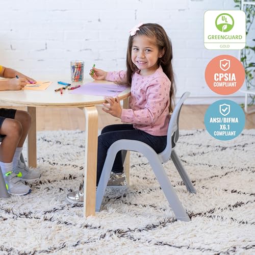 Image of ECR4Kids Plastic Stackable SitRight Chair, 11in, Classroom Furniture, Light Grey, 4-Pack