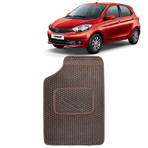 Image of Kingsway Dotted Design Car Floor Foot Mats Universal Fit for Tata Tiago, Model Year : 2016-2020, Water and Dustproof, Color Brown, Set of 5 Pieces
