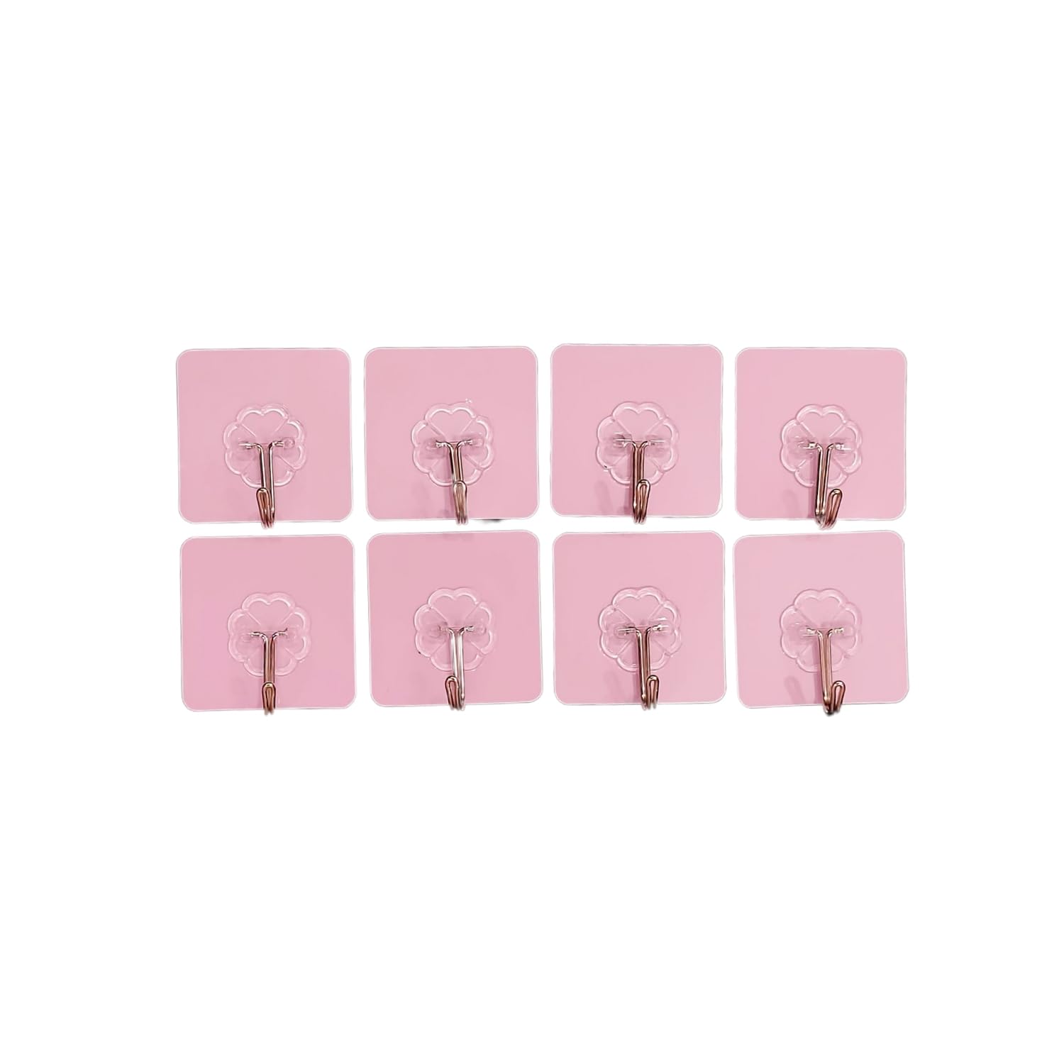Multicolor Plastic Wall Hooks for Home, Kitchen and Bathroom | Anti-Skid | Heavy Duty Hooks Without Drilling | Durable | Washable | Free Size | Pack of 8 | Pink-image-36