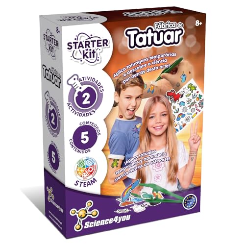 Science4you Starter Kit Tatuajes – Juego para Hacer Tatuajes para Niños, Juguete Cientifico y Educativo, Regalo para Niños y Niñas 8 9 10 11+ años