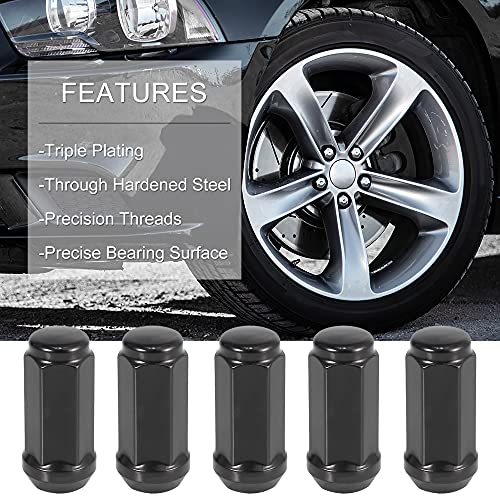 X Autohaux 5Pcs Black M12X1.5 Cnc Lug Nuts Spline Drive Lug Nuts 1.9 Inch Length 19Mm Hex Size For Ford Focus 2000-2019 #TOP4