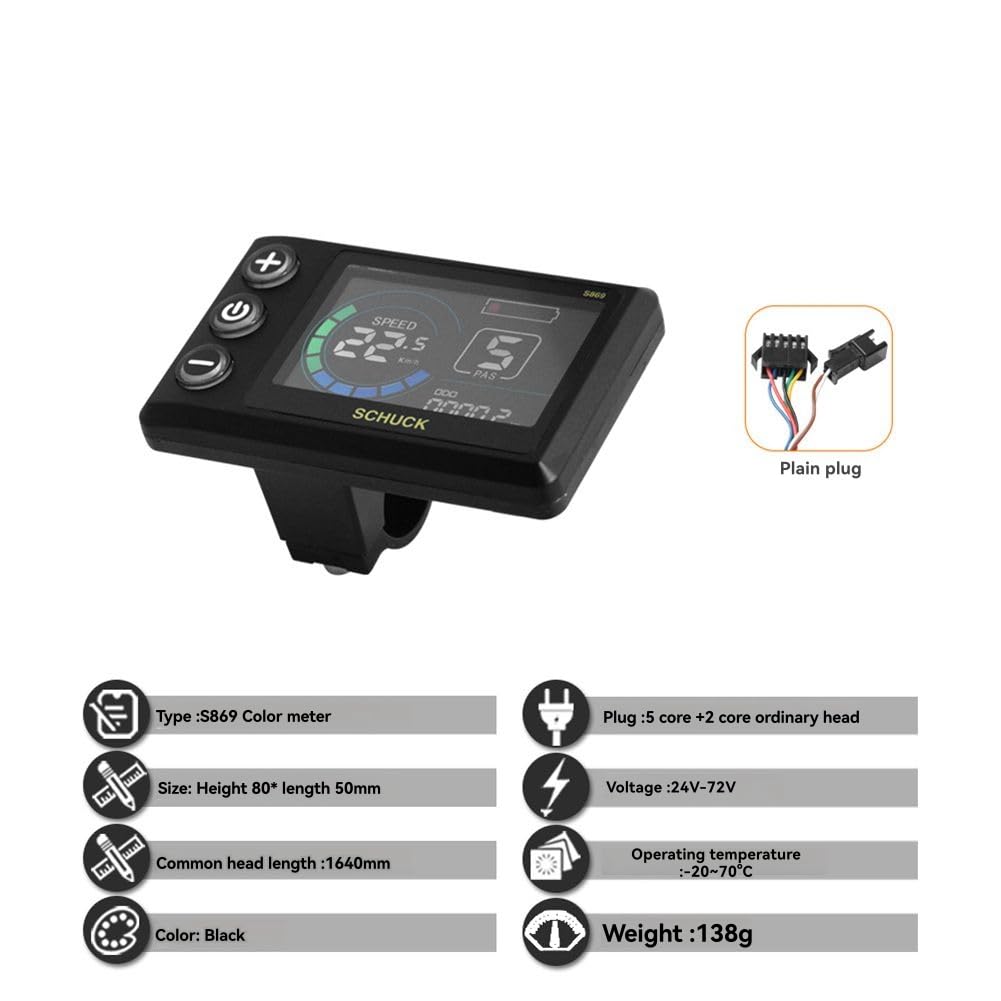 Contrôleur de Moteur sans 36V 48V 30A S869 avec Affichage LCD pour Trottinette Électrique et Kit de Réparation pour Vélo Électrique avec Poignée D'Accélérateur 24V-72V.