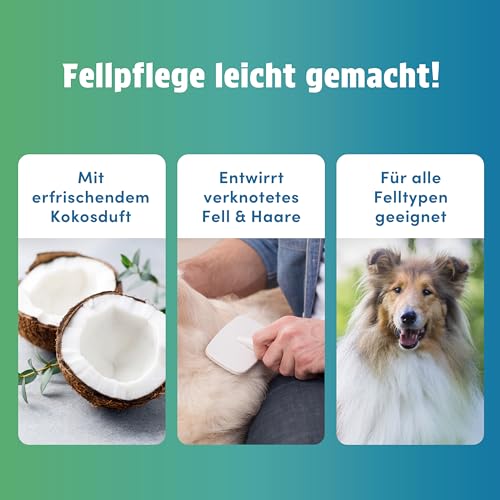 napfpower Fellpflege Hund mit Kokosduft (250 ml) – Entfilzungsspray & Fellglanzspray für einfache Kämmbarkeit – Fellspray für EIN staubfreies Hundefell - Entwirrt verknotetes Fell & pflegt sanft