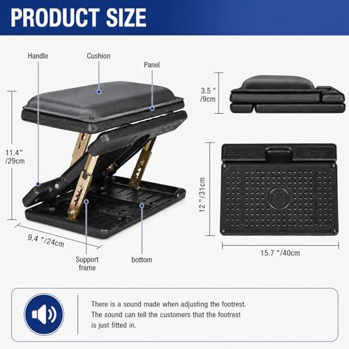 Image of Foot Rest for Under Desk at Work 4-Level Height Adjustable, Lengthen Ergonomic Foldable Footrest for Office, Gaming,Computer, Soft & Removable Pad Desk Foot Stool for All Seasons (Gray Plus)
