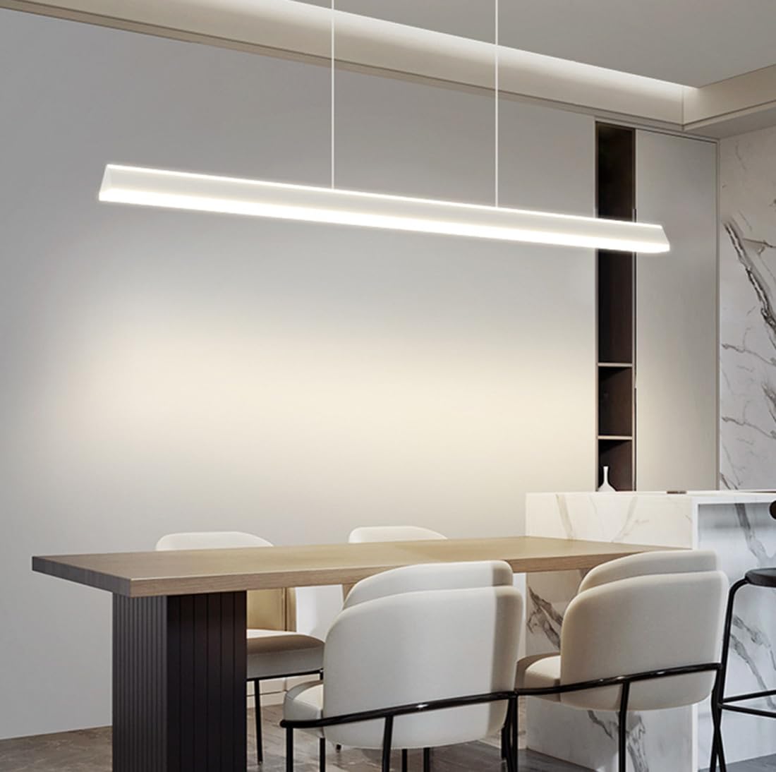 Bellastein LED Pendant Lights, Office Pendant Lights, Modern Pendant Lights, Minimalist up and Down Lighting, bar Counter Lighting fixtures (White, 200cm)
