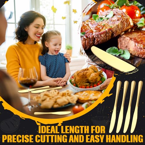 64-Pcs-9-Inch-Gold-Steak-Knives-Set-Golden-Serrated-Knife-Stainless-Steel-Steak-Knife-Butter-Knife-Dinner-Knives-for-Kitchen-Wedding-Party-Restaurant-Dishwasher-Safe-and-Easy-to-Clean