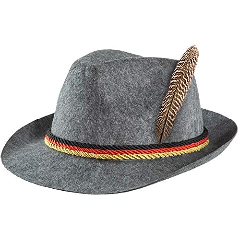 dressforfun 302853 Unisex´s Accesories Grey Hat with German Flag Colours, Felt, Bavarian Style, Beerfest Festival Party Cover