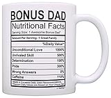 Fathers Day Mug for Stepdad Nutritional Facts Label 11oz Ceramic Coffee Mug Tea Cup White