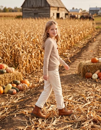 Image of Arshiner Girls Sweaters Long Sleeve Crew Neck Pullover Sweater Jumper Tops