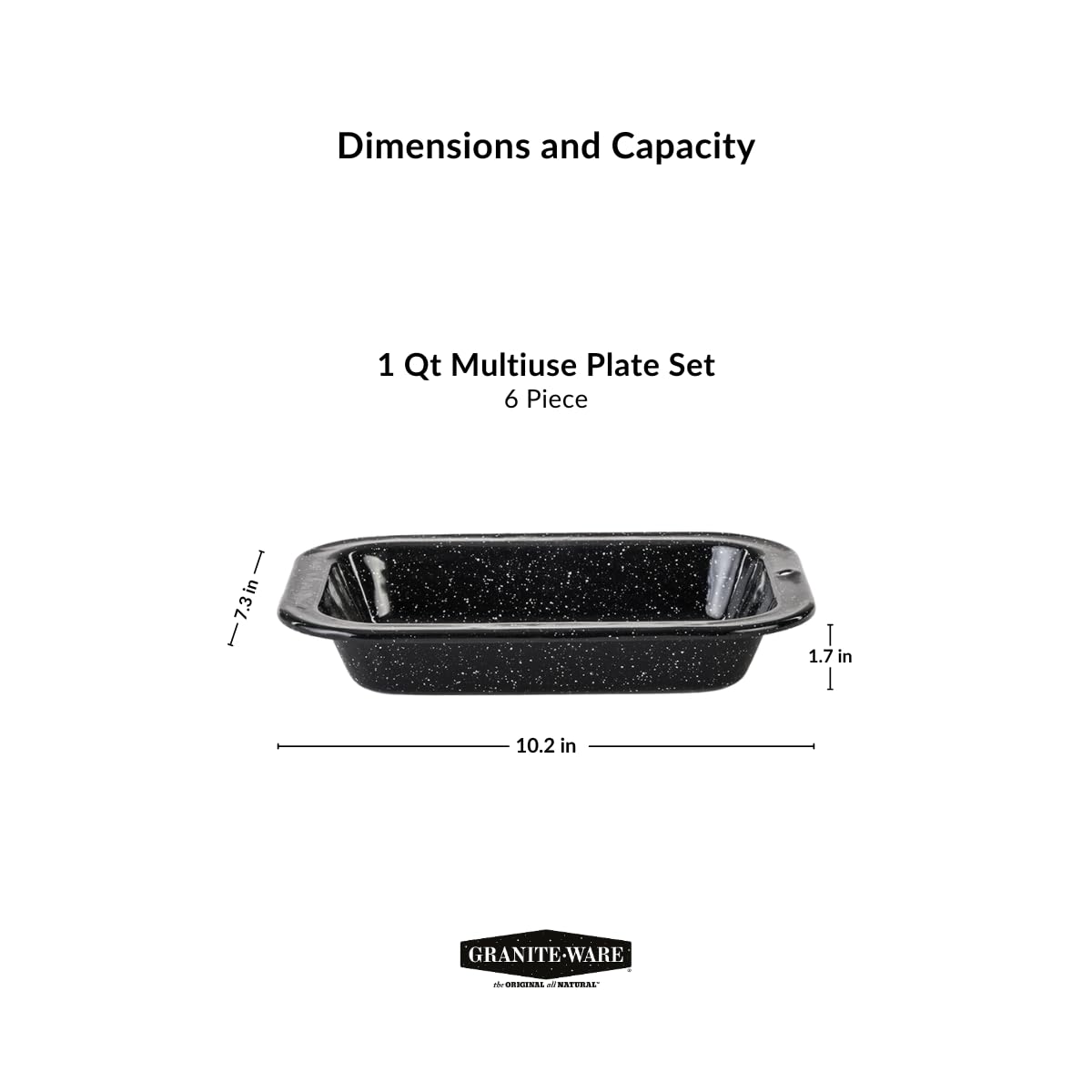 Cinsa 6 pc Snack Tray 1 Qt - Enamelware Plates for Indoor & Outdoor. Camping Dishes, Durable and Reusable. Snack Tray