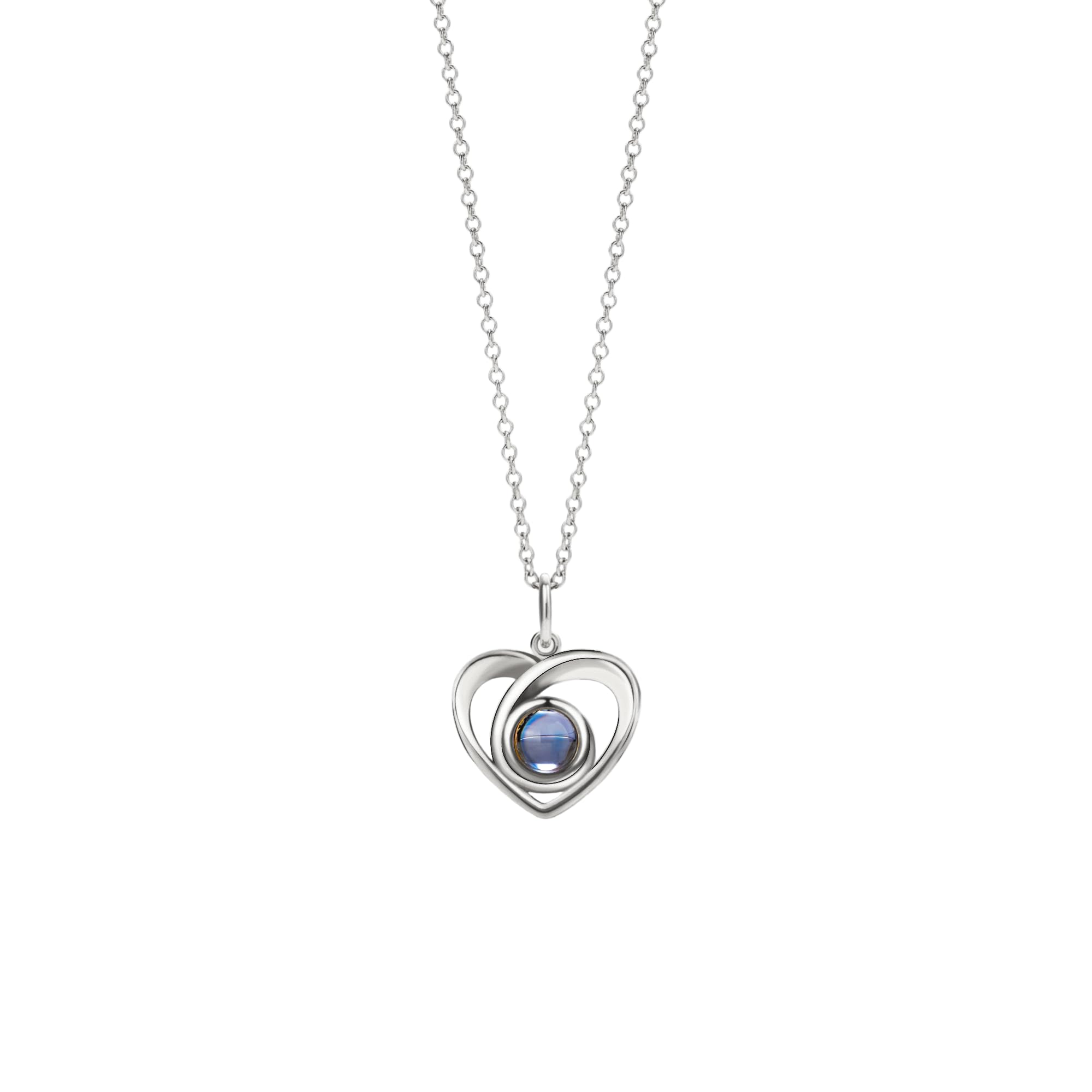 PERIMADE Collana con foto personalizzata con ciondolo a proiezione di immagini personalizzate per donne, testo personalizzato e amore in 100 lingue Collana con ciondolo a forma di cuore in argento
