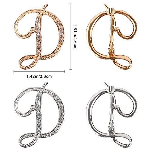 Image of Letter Brooch Pins, Alloy Lapel Pin Gold and Silver for Women, Girls, Men