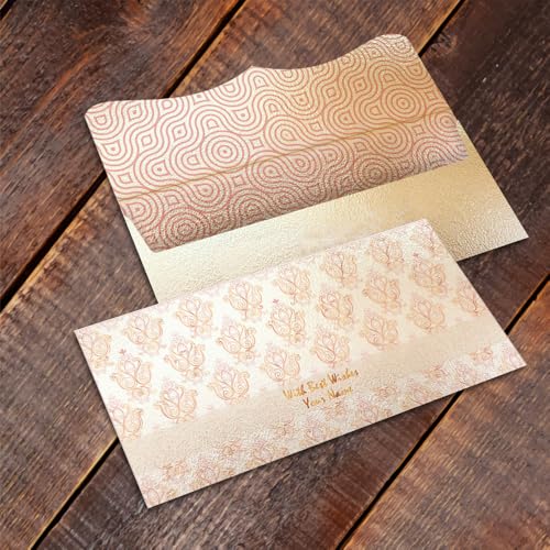 Image of Brown Cloud Customised Gold Foil Shagun /Money /Gift Envelope /Lifafa printed on Velvet finish card with inside printing with Personalized Message /Name for festivals /events (SE IN 07)(Pack of 10)