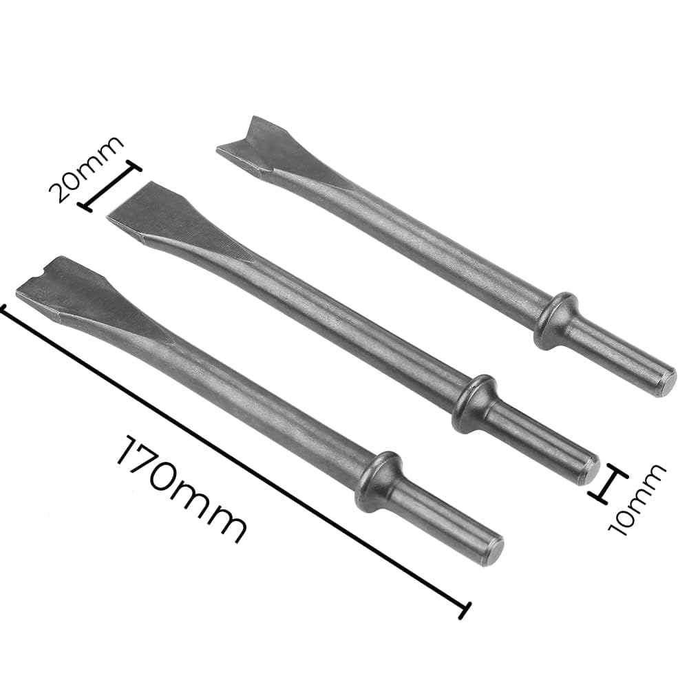 3Pcs Jeu de Burins Pneumatiques à Marteaux Pneumatiques Jeu de Forets Pneumatiques à Marteaux Très Longs