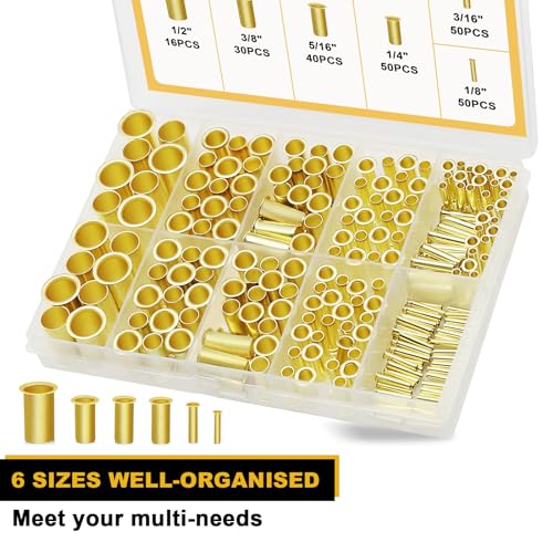 Image of Siptenk 236PCS 1 /2 inch 3 /8 inch 5 /16 inch 1 /4 inch 3 /16 inch 1 /8 inchBrass Compression Tube Insert