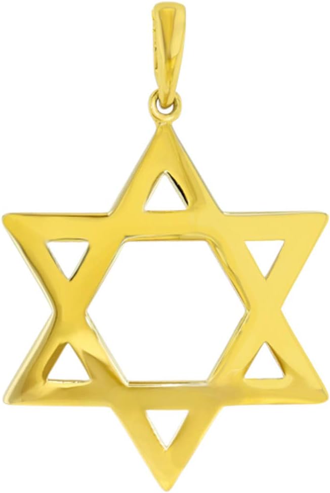 Jewelry America 14k Yellow Gold Medium Star of David Pendant with High Polish