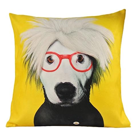 NAVAdeal Yellow Funky Dog Pop Art Artist Decorative Pillowcase Cushion Cover Cover