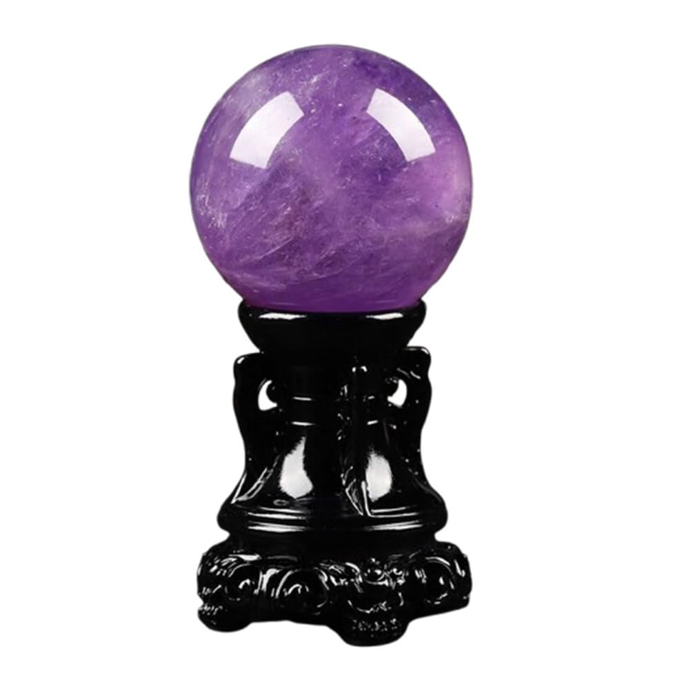 ITCLEYMDZV Amethyst Crystal Ball with Stand, 40-50 mm Crystals Sphere Figurine for Witchcraft Feng Shui Divination Home Decor,40mm