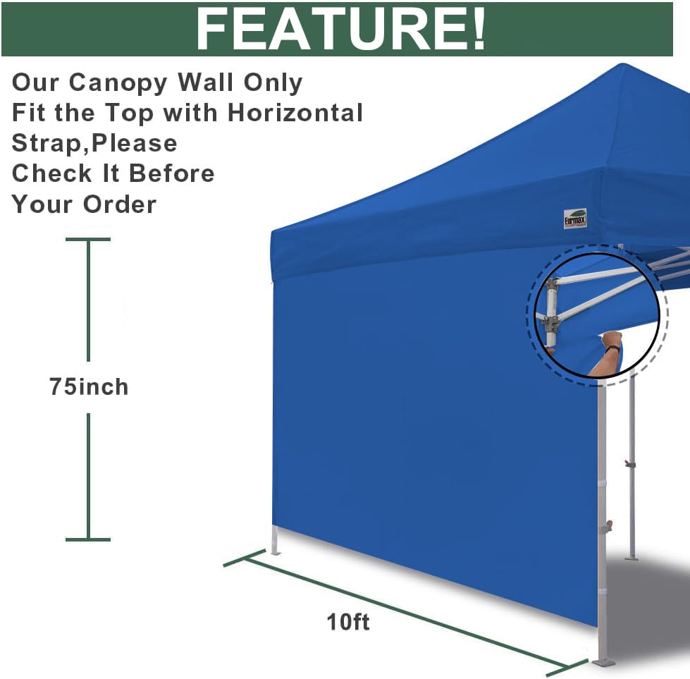 Image of Eurmax USA 10x6.25 Pop Up Canopy SunWall-UV Protection for Tents,Blocks Sunlight&Wind,Water Resistant Side Wall Only,Easy Hook & Loop Installation,Fit for 10FT Straight Leg Shelters&Gazebo,Royal Blue