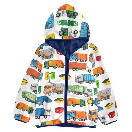 Image of Boys Fleece Jacket Hooded Autumn Winter Long Sleeve Thick Warm Outerwear;3-10 Years Kids Cute Fuzzy Jacket
