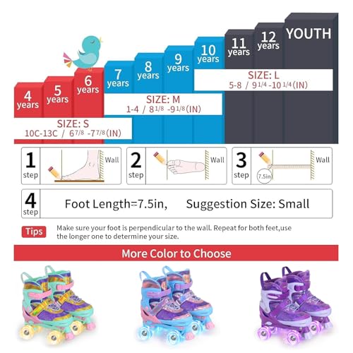 Nattork Girls Roller Skates for Kids Ages 3-5 5-8 6-12 Children Skates - image 5
