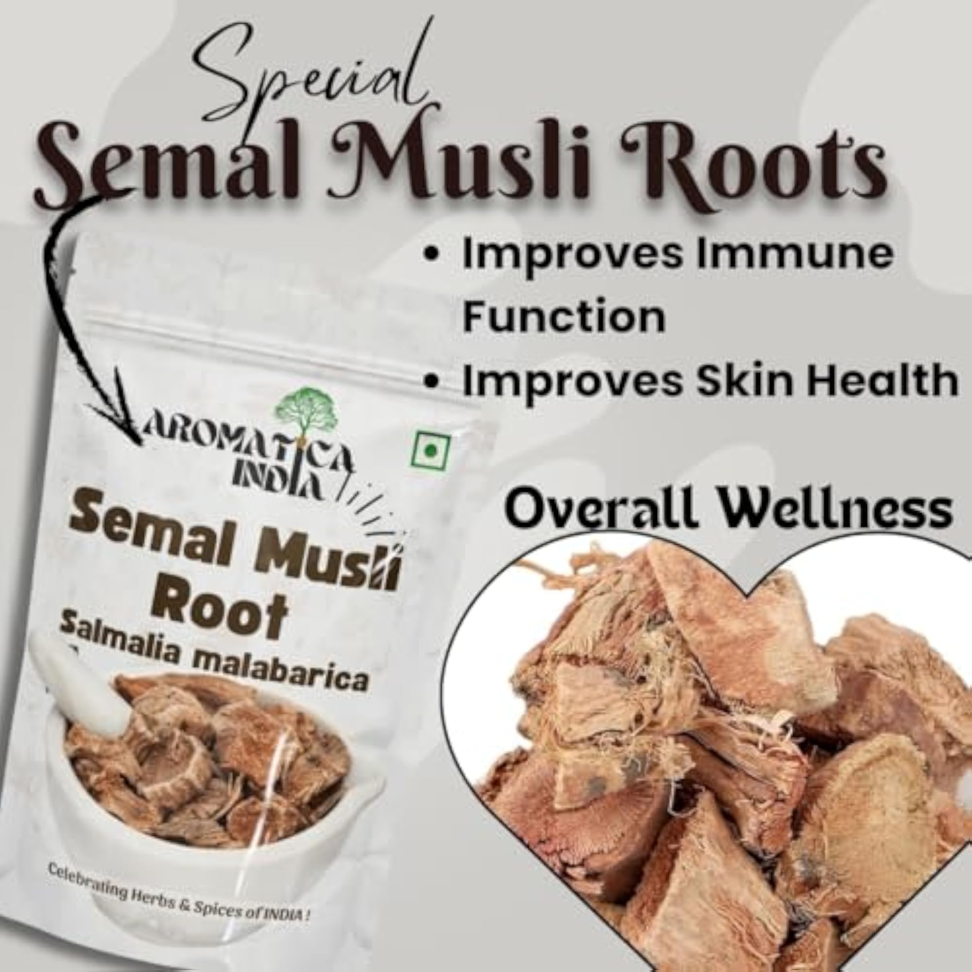Aromatica Semal Musli Roots 100% Pure & Natural for Ayurvedic Benefits