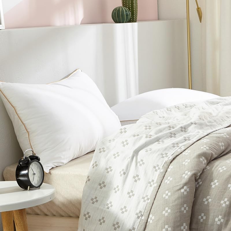 Cozy Lightweight Muslin 100% Cotton Blanket for Bed, Couch & Sofa, Summer Bedding Coverlet with Pattern,Camel, Queen 78''x90'' - Image 7