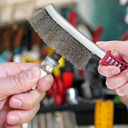 Mixiflor 6 Pack Scratch Wire Brushes Set Stainless Steel Brass Wire Brush for Automotive, Cleaning Welding Slag Rust Scrubbing Brush
