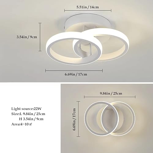 Miniatura 5 de DELIPOP Lámpara de techo LED, luz neutra redonda de 4500 K, moderna lámpara de techo LED de acrílico cerca de luces de techo para pasillo, escalera,