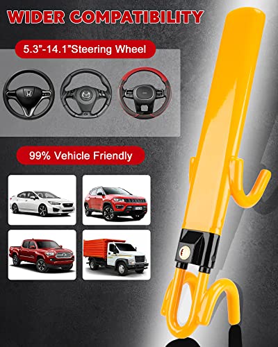 Tevlaphee Steering Wheel Lock Anti-Theft Car Device Heavy Duty Security Car Lock Antitheft Locking Devices Great Deterrent Adjustable Car Wheel Lock Anti Theft For Vehicle Truck Van Suv With 3 Keys #TOP4