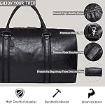 seyfocnia PU Leather Travel Bag with Shoe Pouch, Weekender Overnight Bag Waterproof Large Carry On Travel Tote Duffel Bag