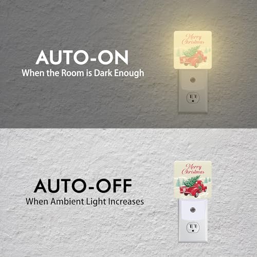 Image of Christmas Truck Rtetro Night Light,Plug into Wall with Dusk to Dawn Light Sensors,LED Nightlights for Bedroom,Bathroom,Kitchen,Hallway,Room Decor for Boys Girls Women Men