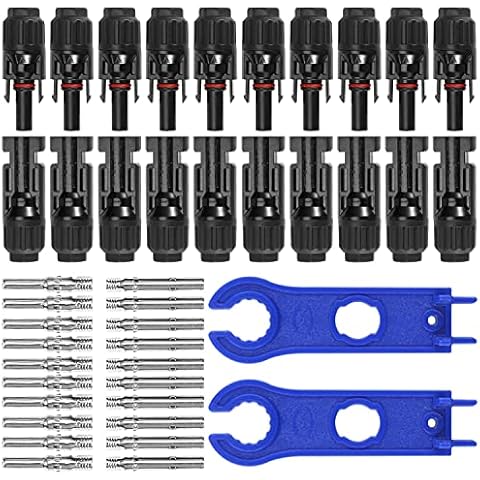 GTIWUNG 10 Pares Conectores de Cable de Panel Solar + 2 Spanner Cover