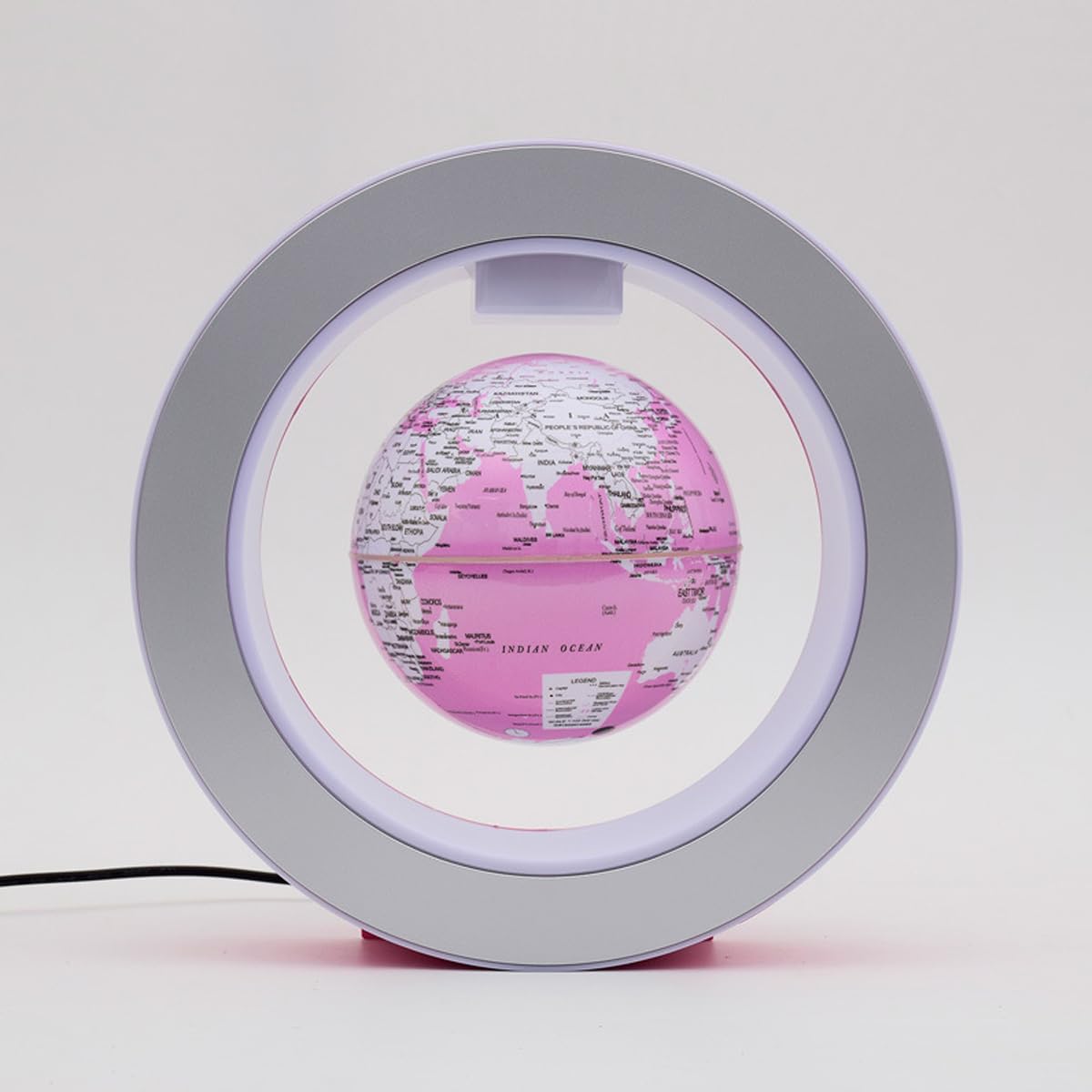 Magnetic Floating Globe Levitation Floating World Map With Led Light O Shape Frame Desk Gadget Decor, 4inch Palepink Globe